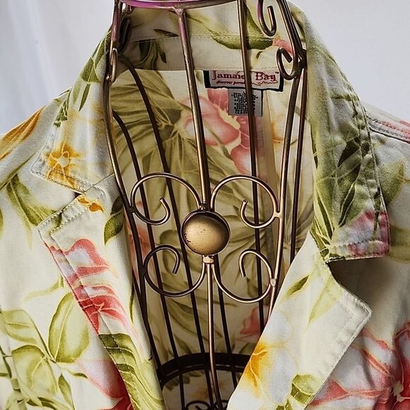 Tropical Floral & Palm Jacket/Blazer Size L Vintage Jamaica Bay - Picture 6 of 7